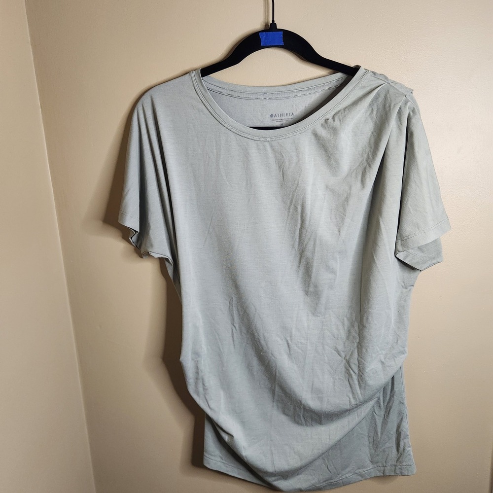 Athleta Essence Pleated Ruched Tee Sage Green 599634